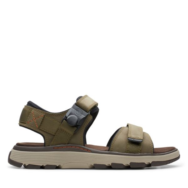 Clarks Mens Un Trek Part Sandals Dark Olive | CA-4608123